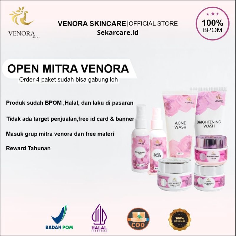 PAKET USAHA VENORA SKINCARE ( DAPAT IDCARD RESMI + SPANDUK BANNER + IKUT GABUNG GRUP BIMBINGAN )