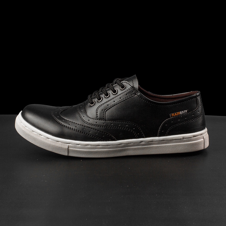 BERRY BLACK |ManNeedMe x FLAZHBACK| Sepatu Sneakers Pria Casual Shoes DIJAHIT ORIGINAL