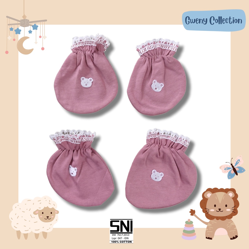 1SET SARUNG TAGAN &amp; KAKI BAYI SARUNG TANGAN NEWBORN UNISEX (KARET) STK