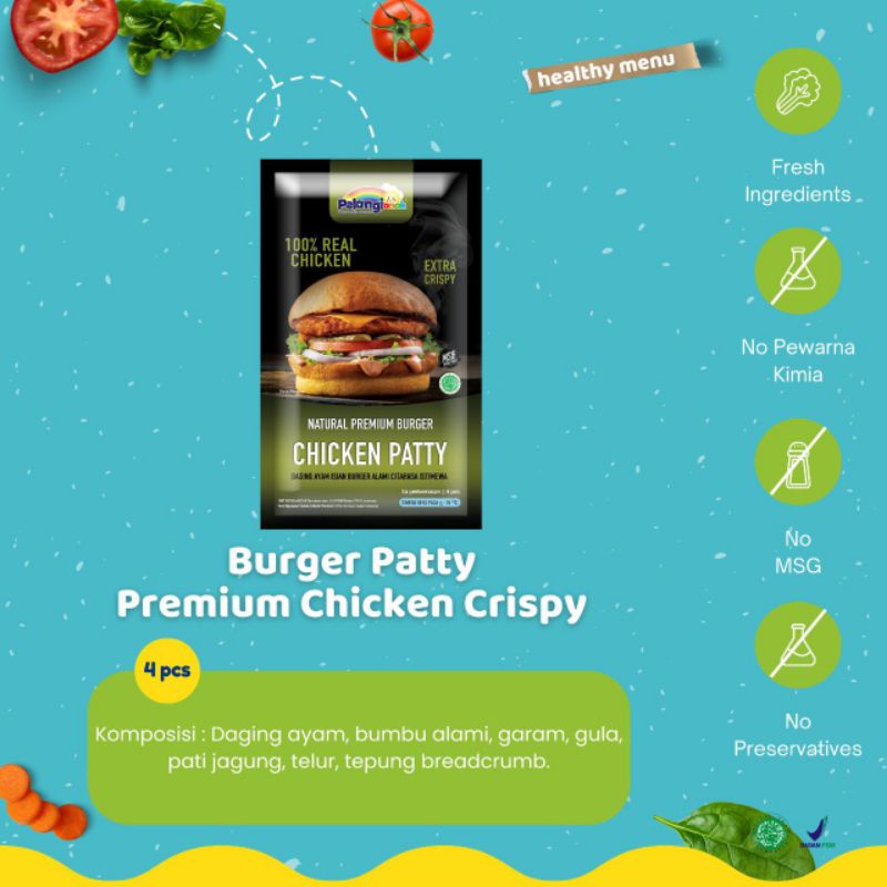 

Chicken burger/burger/non msg /non pengawet/pelangi anak sehat2