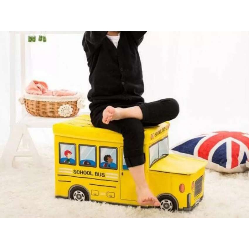 C090 Toy Box Car Bus Storage Box Kotak Mainan Anak Cartoon Foldable Organizer