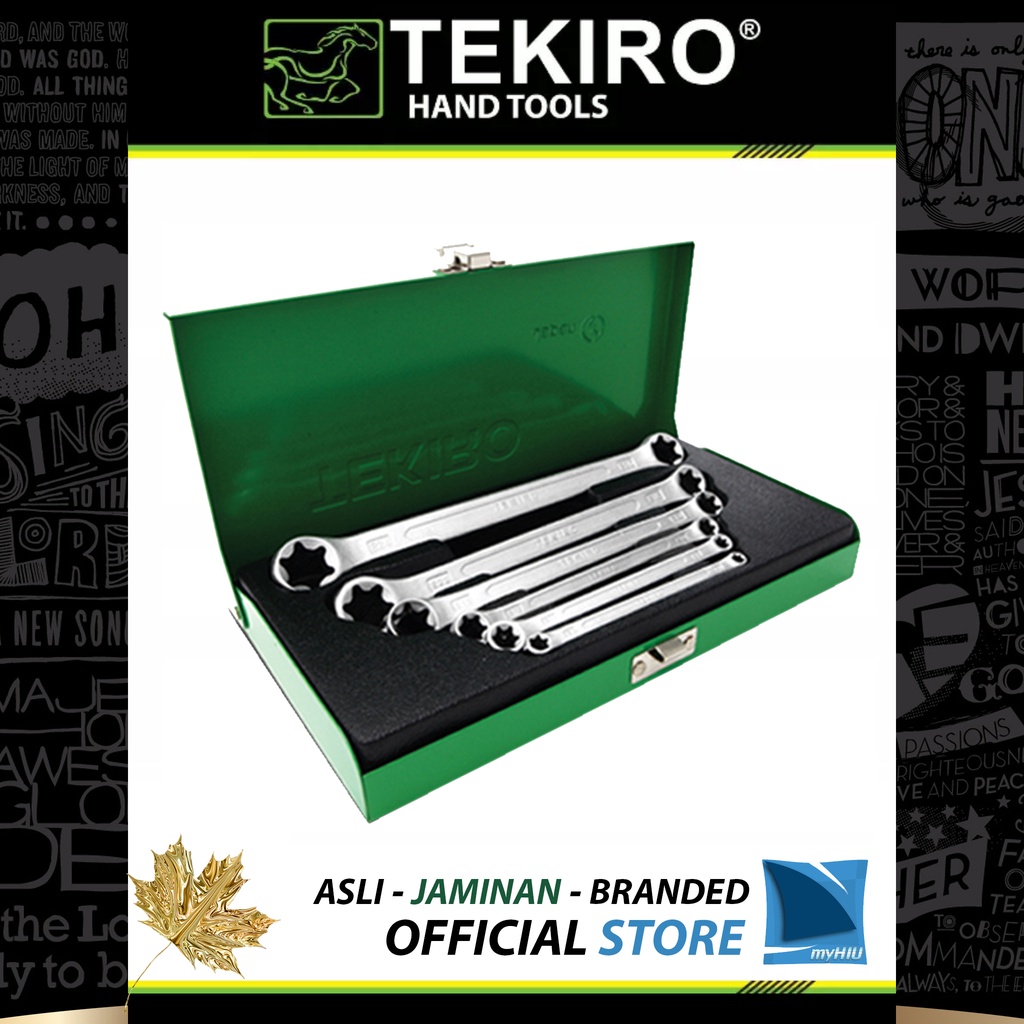 Set Kunci Ring Bintang Kotak Besi Isi 6 pcs ukuran E6 ~ E24 / Steel - Box Star Wrench Set TEKIRO