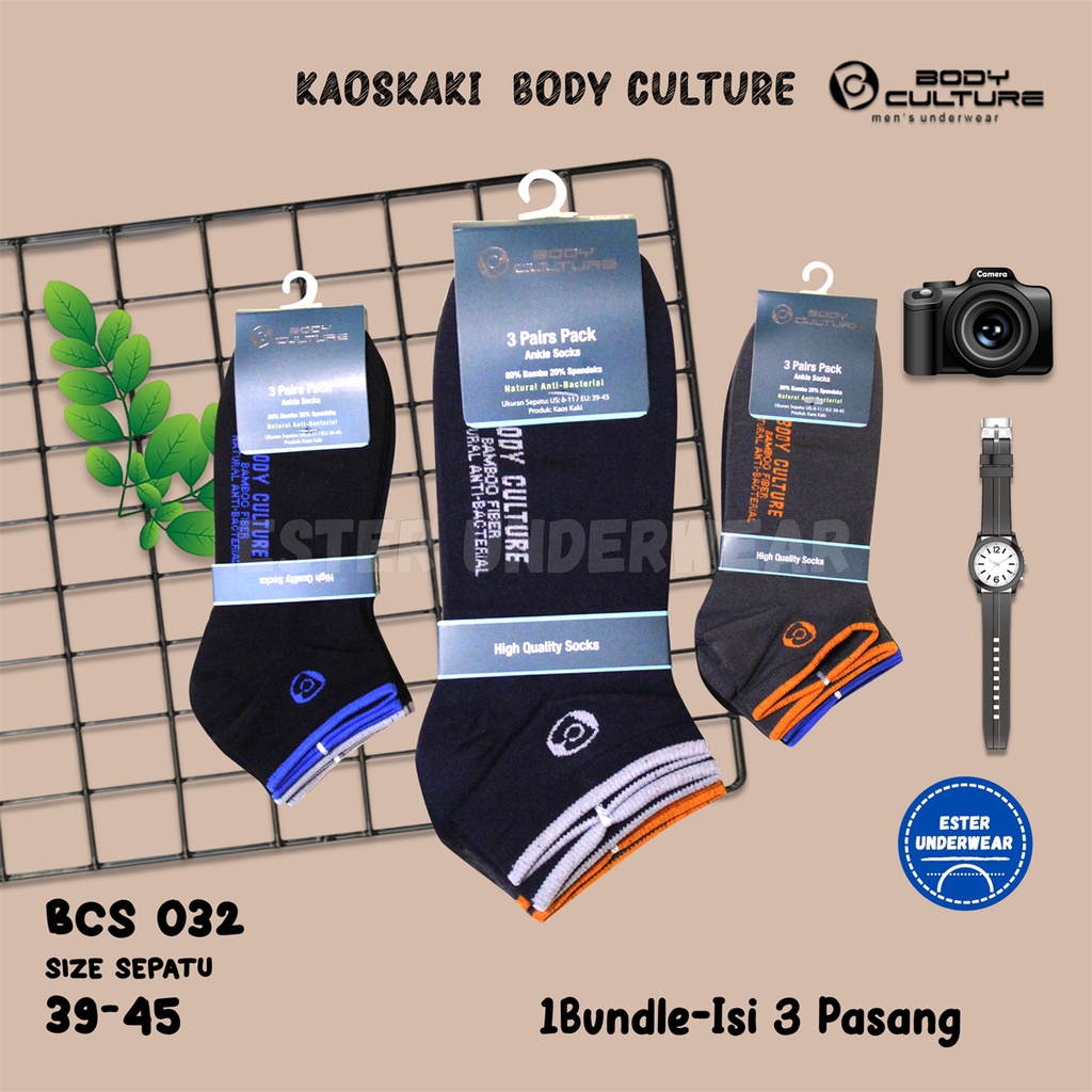 Kaos kaki Ankle Sock Body Culture  BCS032 Bundle Isi 3 Pasang