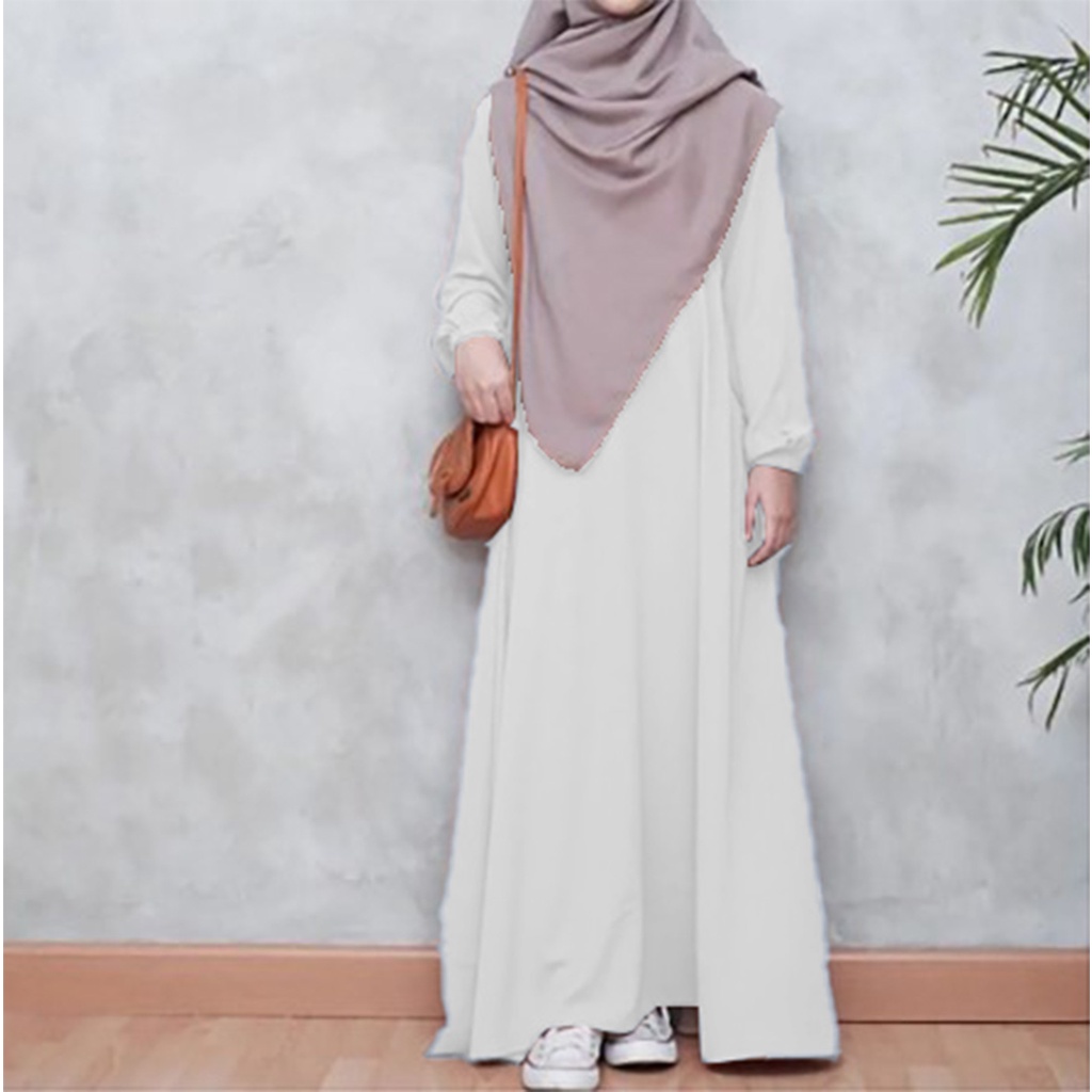 Gamis Polos Syakila Lengan Kancing Simpel Size S M L XL XXL Dress Polos Gamis Jumbo BIg Size