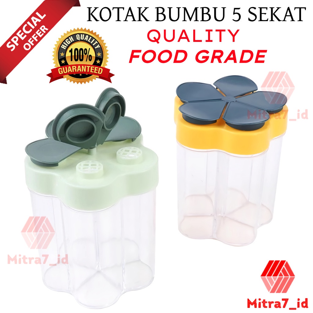 [M7] RAK BUMBU 5 SEKAT / KOTAK BUMBU DAPUR 5 IN 1 / TEMPAT BUMBU SEASONING BOX 5 SEKAT / WADAH / TEMPAT BUMBU