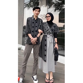 Image of Ready stok - baju tenun couple - dress naomy - ayra - ivory - aurora - set couple kondangan - batik tenun jepara