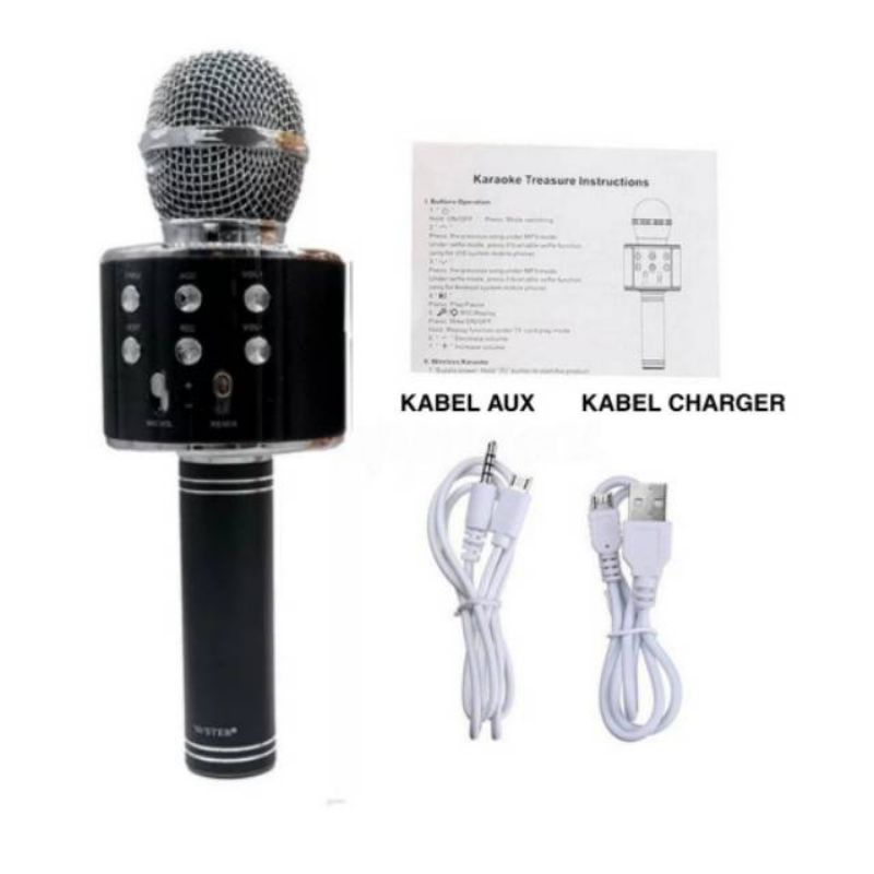 MIC BLUETOOTH ORIGINAL WS-858 MICROPHONE WIRELESS ORI WS858 SPEAKER MIKROFON KARAOKE PORTABLE