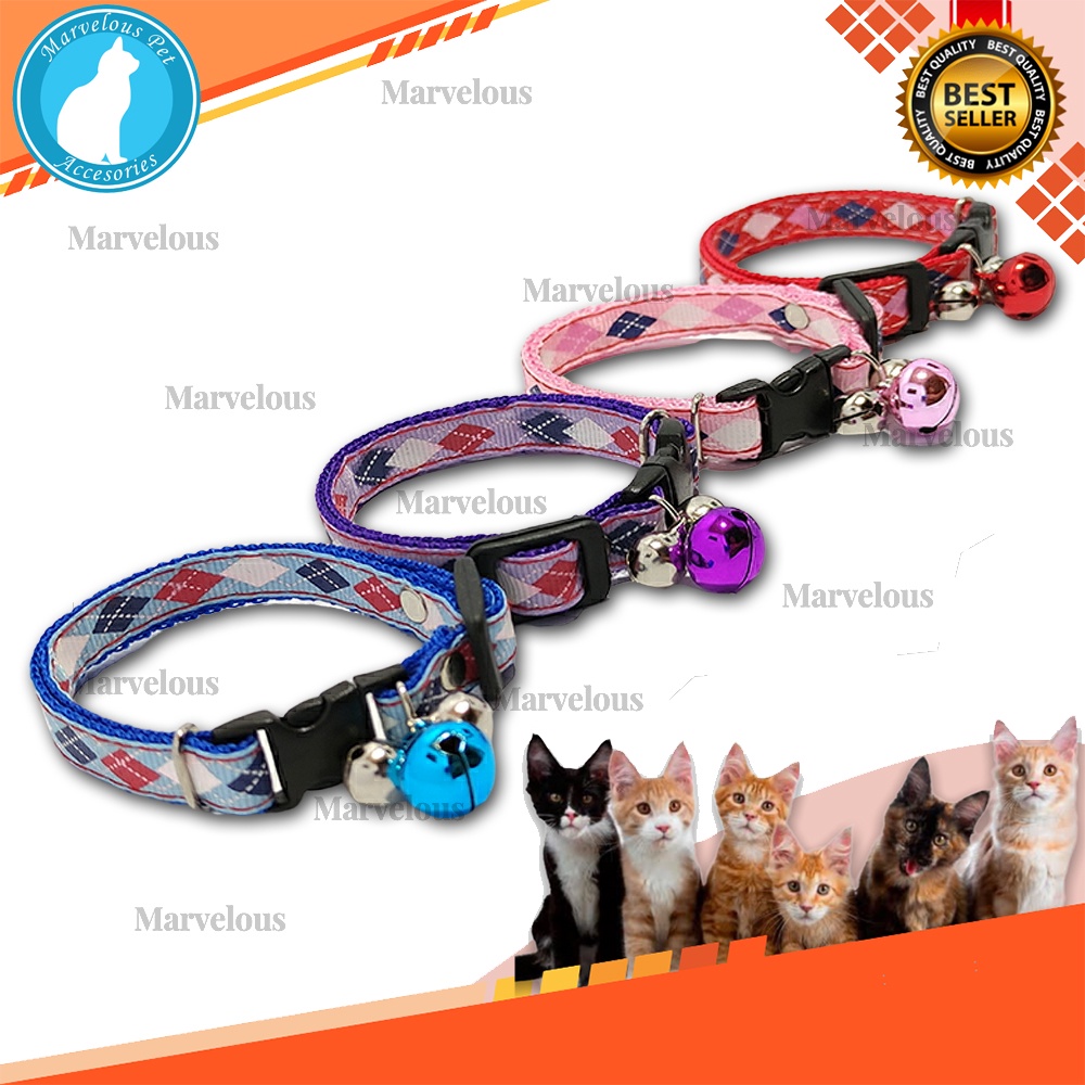 Kalung Kucing Lucu Lonceng 3 Motif Wajik / Kalung Kucing Premium / Aksesoris Kucing