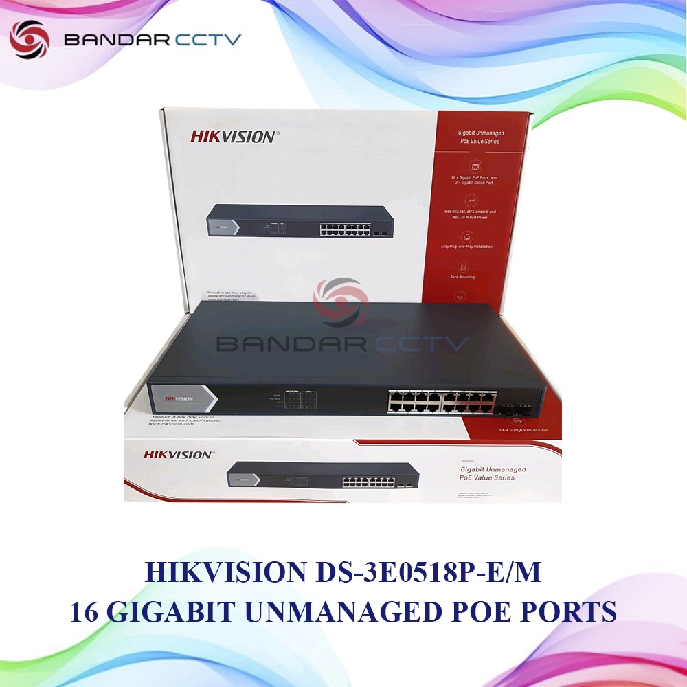 HIKVISION DS 3E0518P E/M 16 PORTS UNMANAGED POE SWITCH