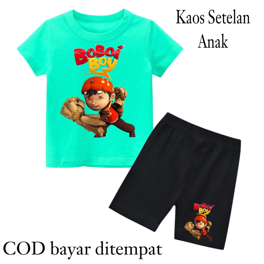 Hzl_outfit Setelan Kaos Baju Boiboiboy Airbender Anak Laki Laki