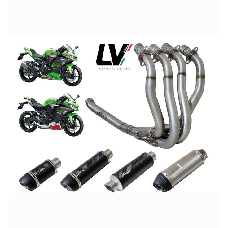 Leovince Original fullsystem Kawasaki ZX25R ZX25RR Sandblast Header 2 Midpipe titanium look