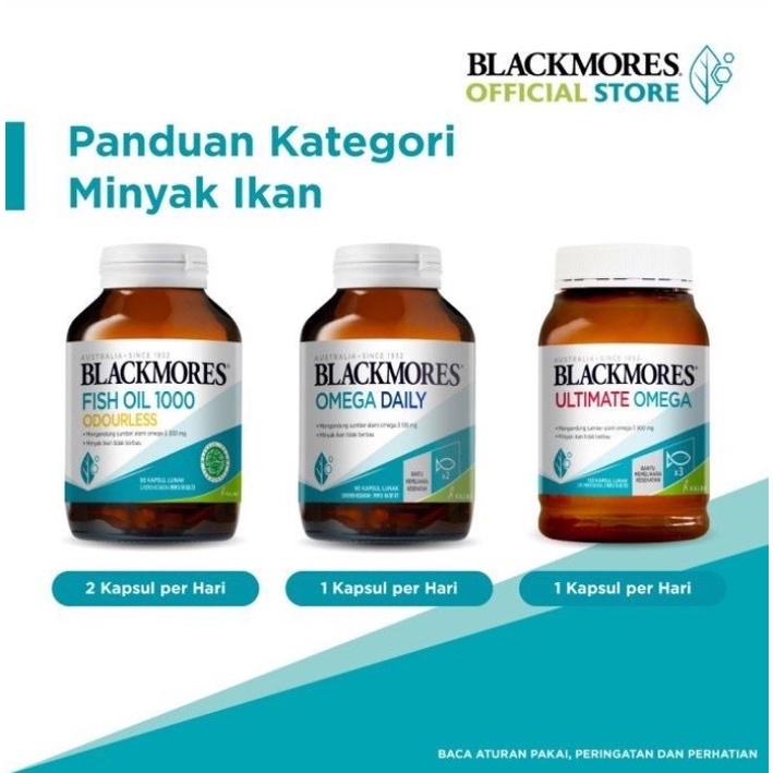 Blackmores Omega Daily Minyak Ikan Tidak Berbau Isi 60 Kapsul (Membantu Memelihara Kesehatan) BPOM