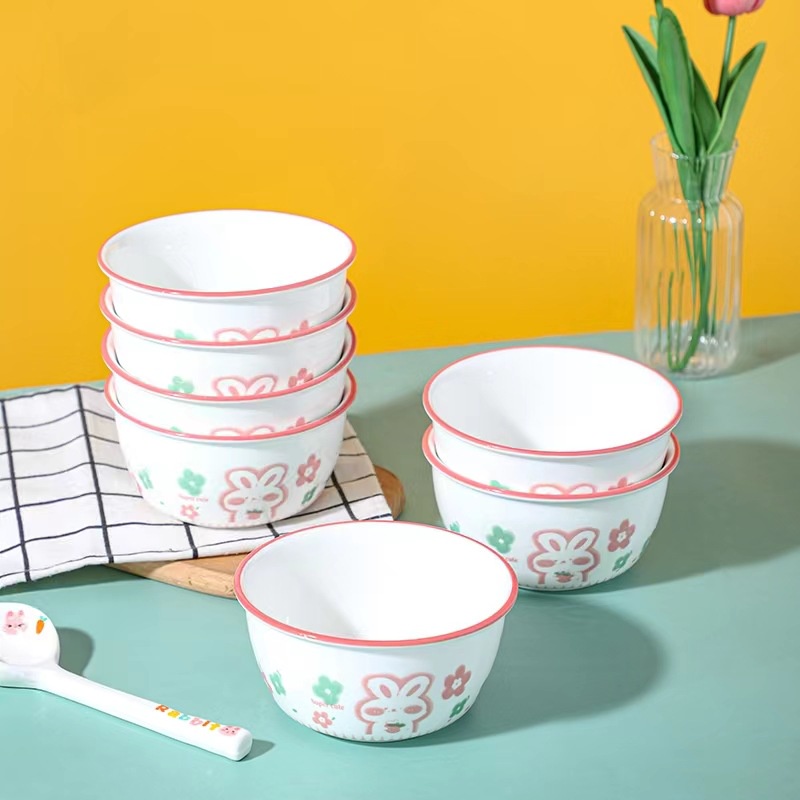 Mangkok Keramik Korea Super Cute 12cm / 13cm Mangkok Sup Satuan Aesthetic Lucu Mangkok Mie Tebal Bah