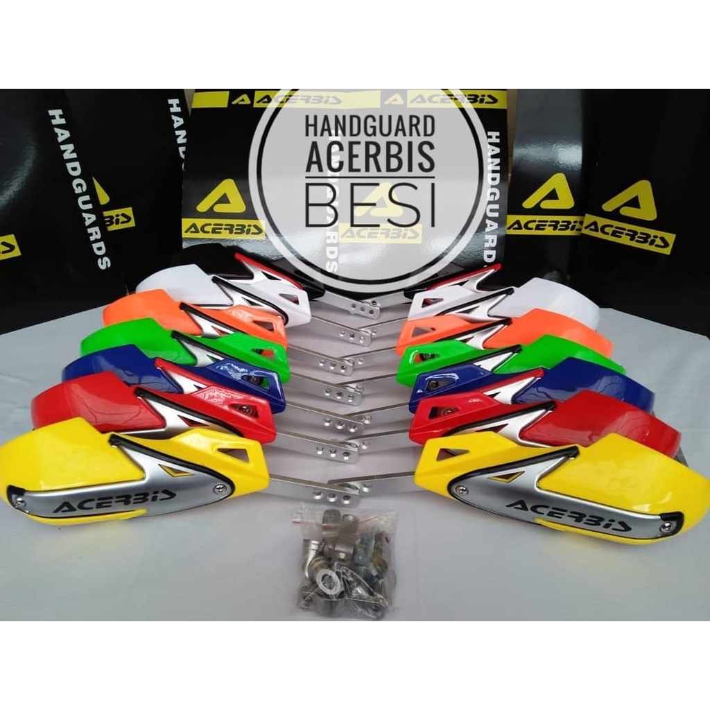 Handguard pelindung tangan ACERBIS besi +plastik biru/merah/orange/kuning/putih/hijau/hitam