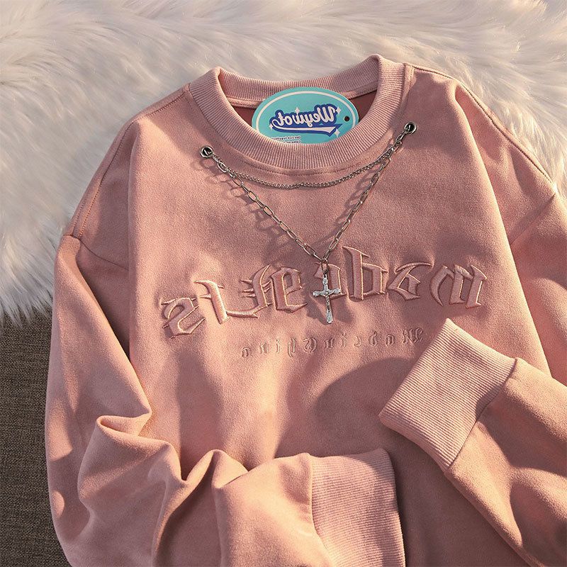 ☑♕▫UOins merek trendi suede beludru kalung sweater wanita rasa desain ceruk oversize high-end goreng jalan bf jaket angin