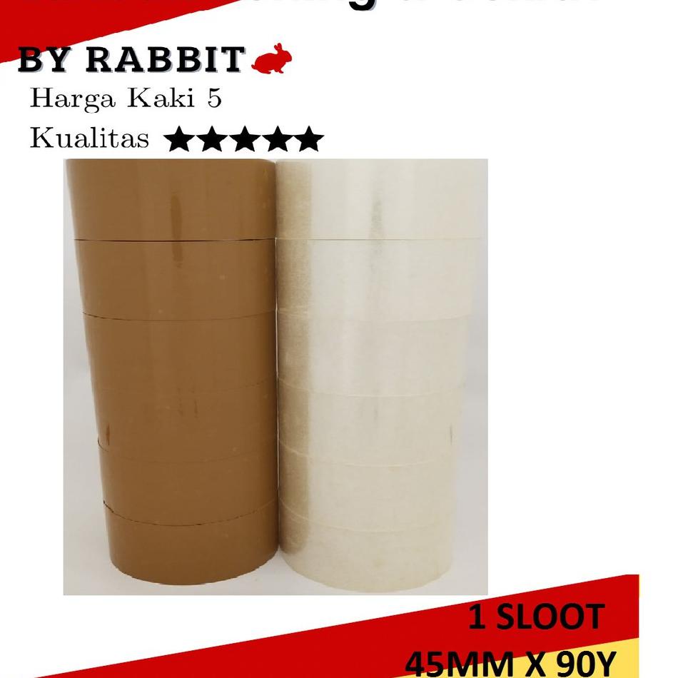 

Murah Luar Biasa Lakban 2Inch 45MM x 90YARD 45MC Lakban Bening Coklat 1Slot 6Roll 2 inch 45 mm x 80 yard