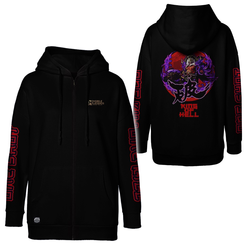 sweater hoodie zipper game ML skin legend franco king of hell ukuran normal, jumbo dan oversize M-5X
