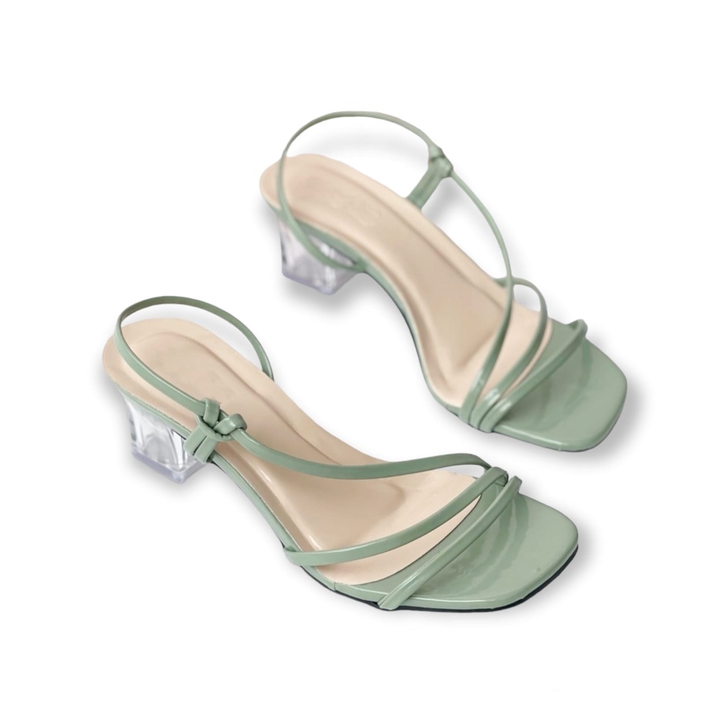 R9 - MD50 Heels Kaca Tali Wanita / Sandal Tali Hak kaca 5CM