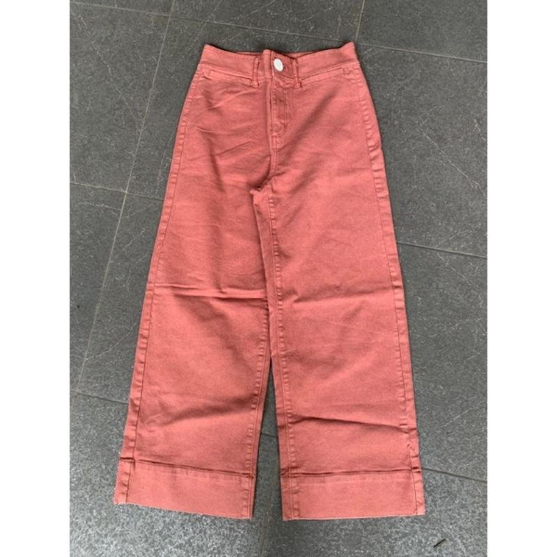 Loft beige high waist wide leg crop jeans