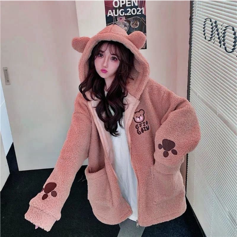 [ TERBARU !! ] SHERPA JAKET HOODIE WANITA // JAKET SHERPA BULU