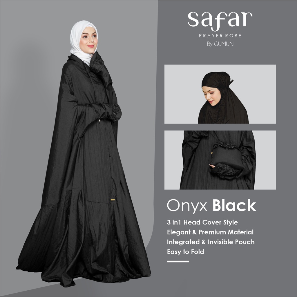 Gumun Mukena Abaya - Mukena Safar Onyx Black by Gumun, Mukena Travel, Mukena Abaya Modern, Mukena Te