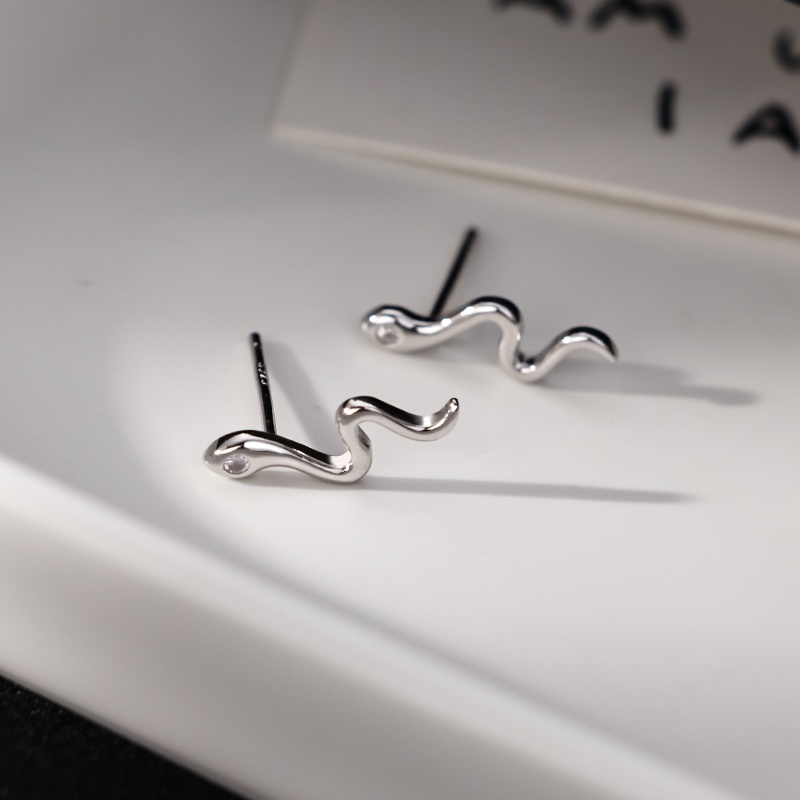 Roselife Unisex Keren Fashion 2 Pcs Perak Kecil Ular Stud Anting Untuk Wanita Pria Hypoallergenic Kecil Anting-Anting Pakaian Harian Telinga Perhiasan