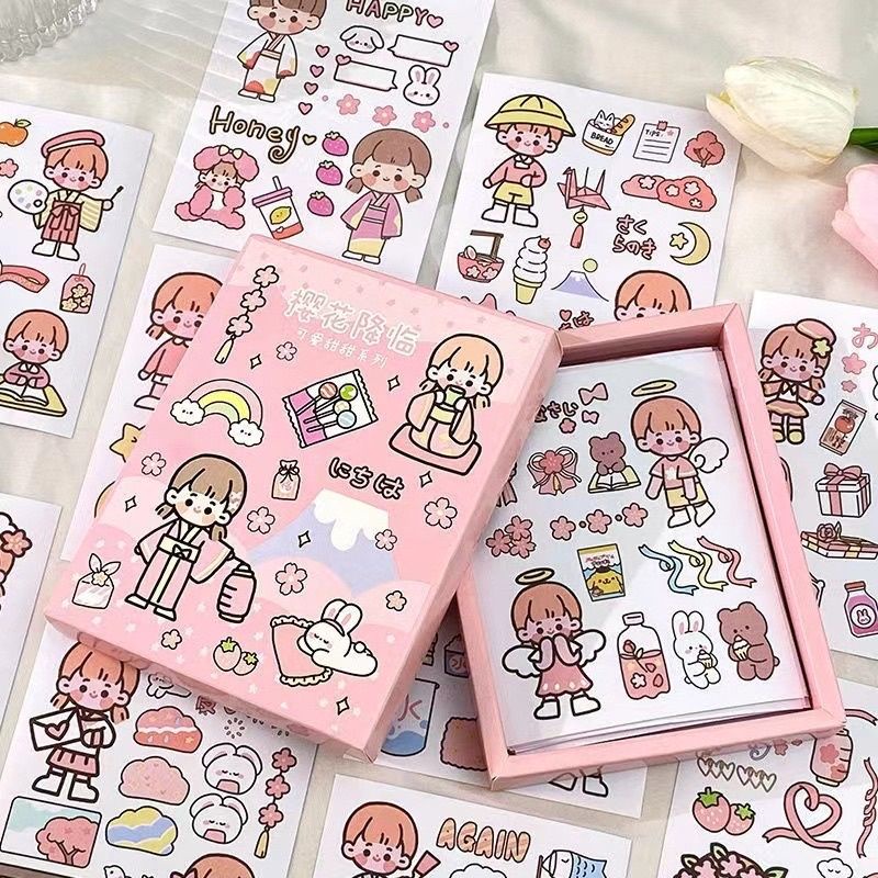 

[ New Arrival 4 January 23] 50 Lembar +box Sticker DIY Scrapbook Bujo DIary / Stiker Washi Self Cutting DIY