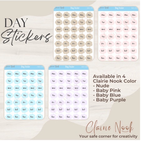 Days Sticker Label Warna / Stiker Warna / Dekorasi Bullet Journal - NUDE