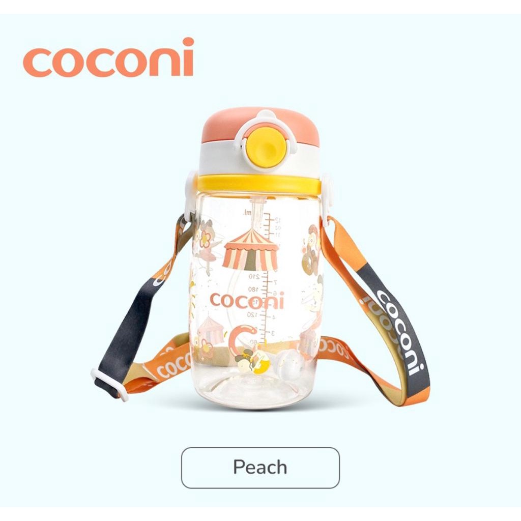 COCONI Tritan Sippy Cup with Strap 350ml | 360 Gravity Straw Baby Water Bottle