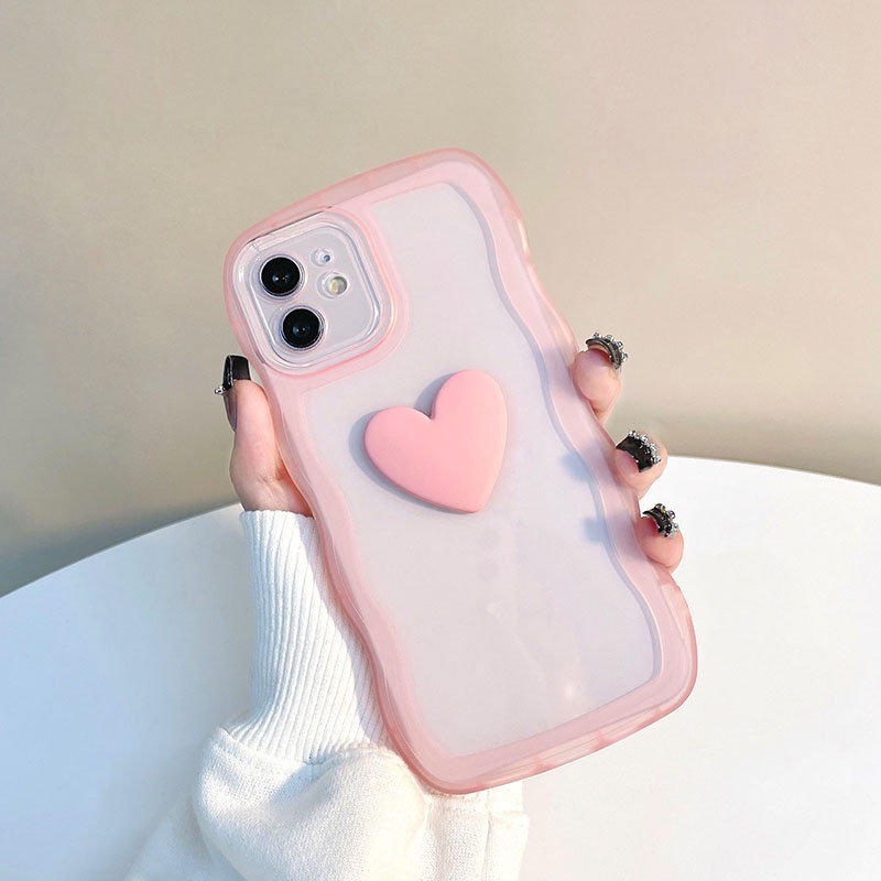 soft Case Silikon Transparan Motif Hati Untuk iPhone 11 12 13 14 Pro Max XS Max XR 7 8 Plus