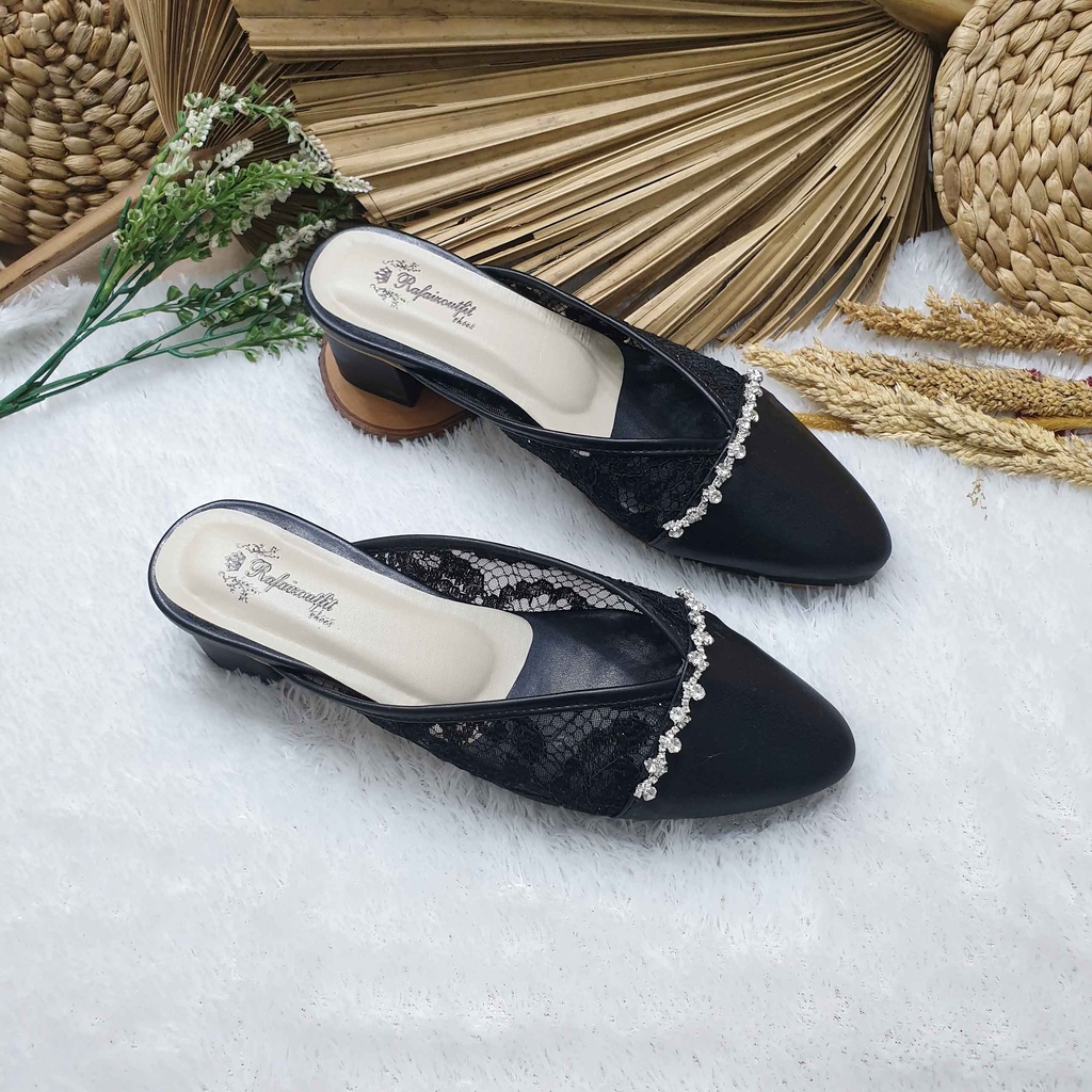 Sepatu wedding pesta cantik alexna hitam 5cm tahu