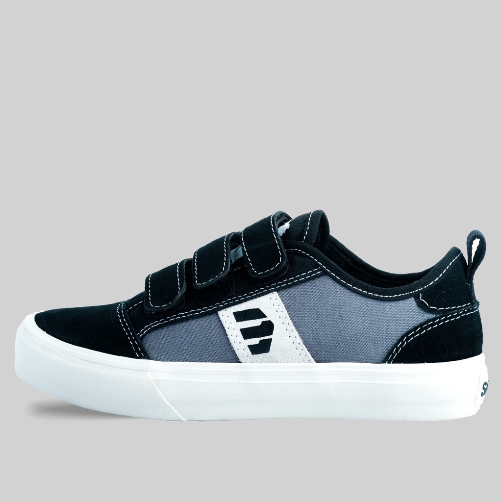 SABA Velcro Black Grey - Sepatu Sneakers Casual Pria Wanita