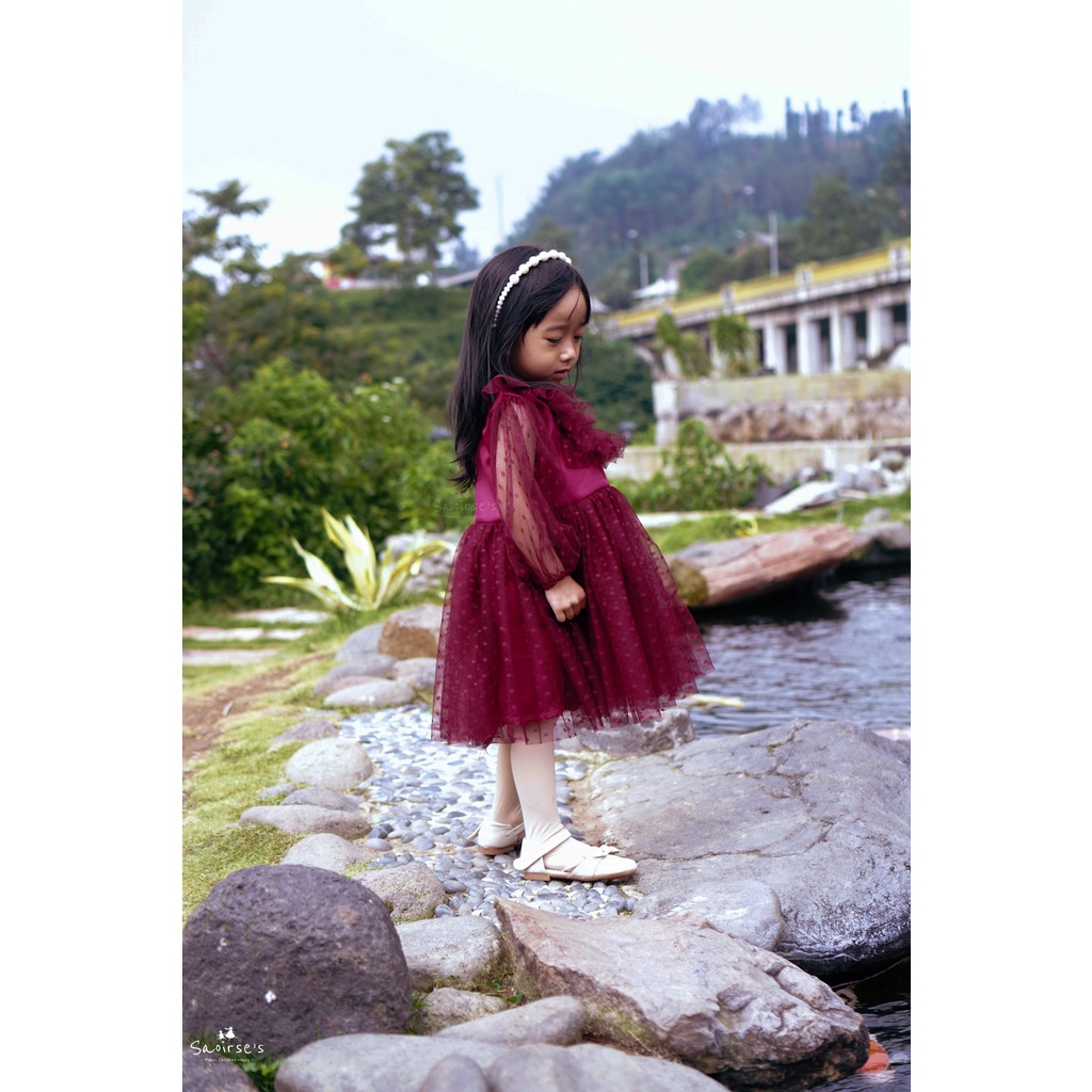 Saoirse's Gempita Dress - Tulle Dot Dress Anak Perempuan