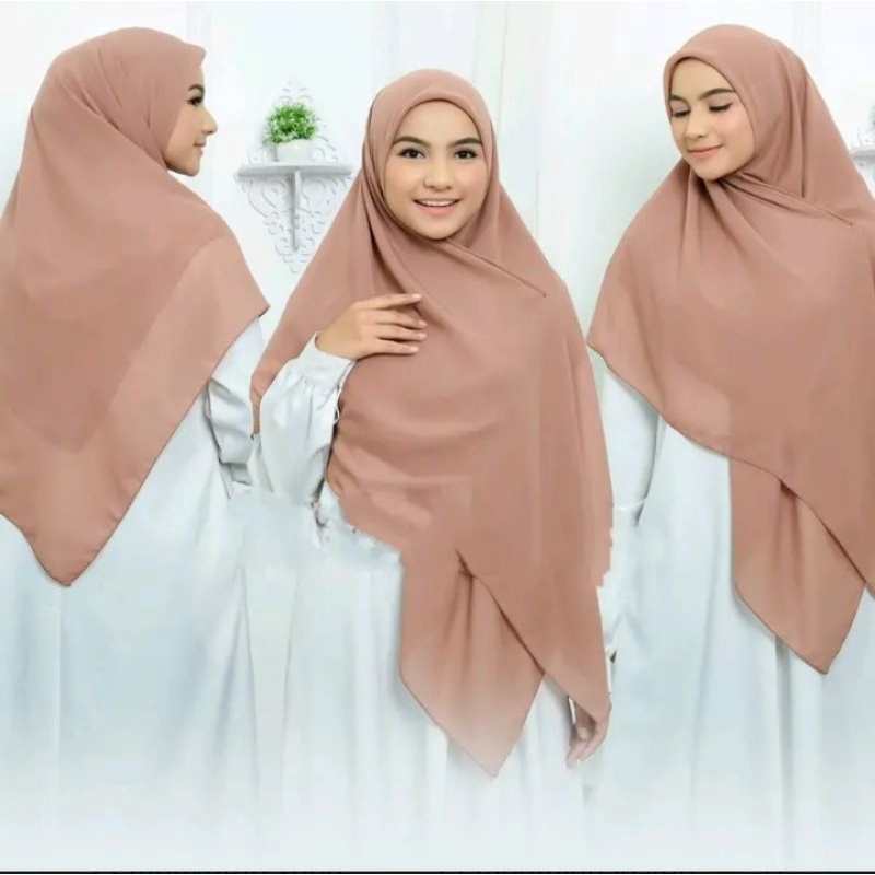 Segi Empat Paris Premium / Jilbab Segi Empat Syari Polos / Segi Empat Paris Jumbo