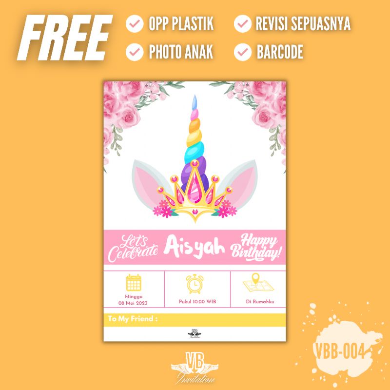 CETAK UNDANGAN ULANG TAHUN ANAK CEPAT MURAH SIMPLE LUCU FREE PLASTIK