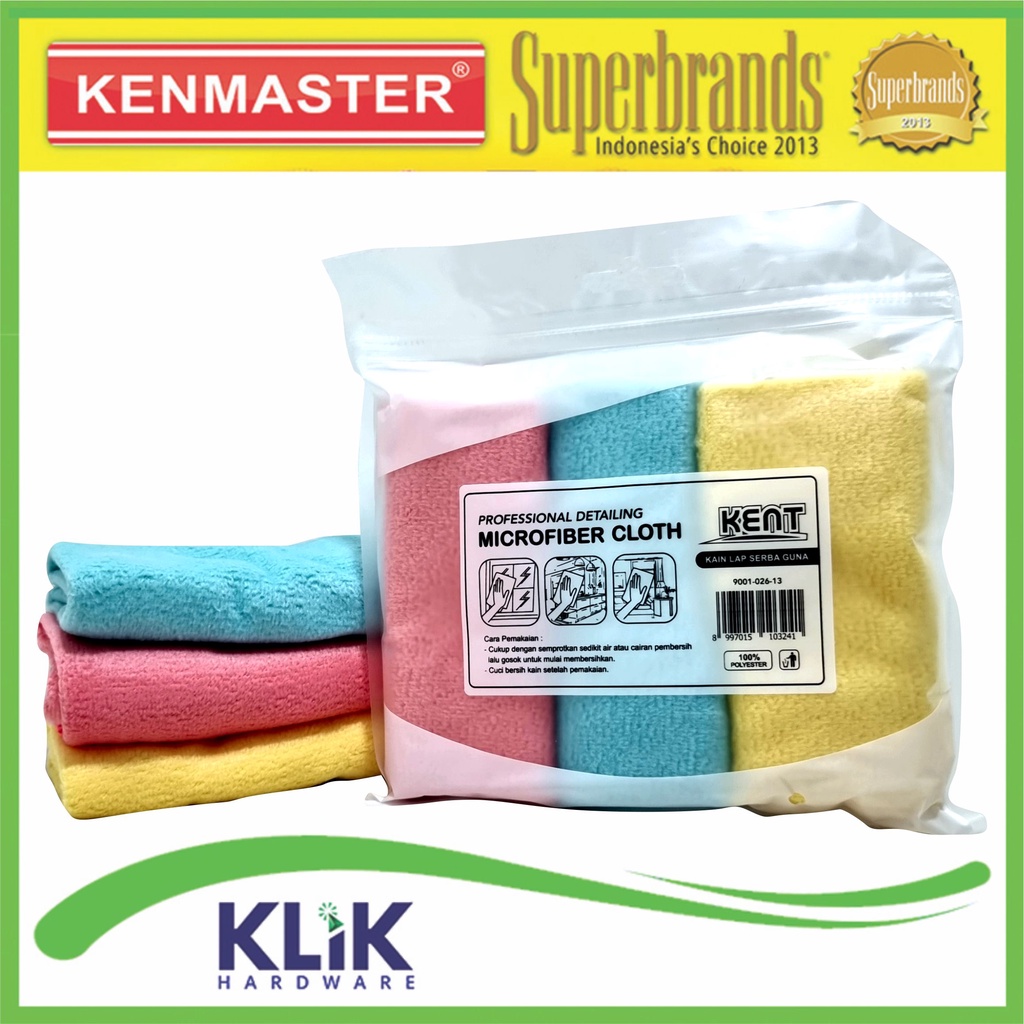 Kenmaster Kent Kain Lap Microfiber Cloths Isi 3 Pcs Kanebo Serbaguna