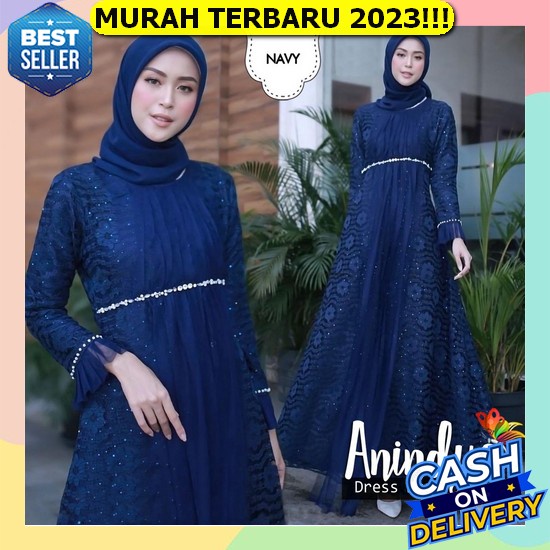 Rinjani Dress / Gamis Ceruty Baby Doll Motif Bunga-Bunga Premium Terkini / Gamis Lebaran 2023 Model 