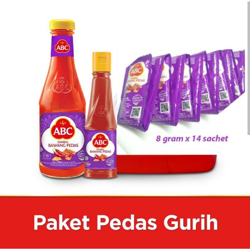 

SAUS ABC Sambal Bawang Pedas Gurih Renceng 1 Renceng isi 14pcs