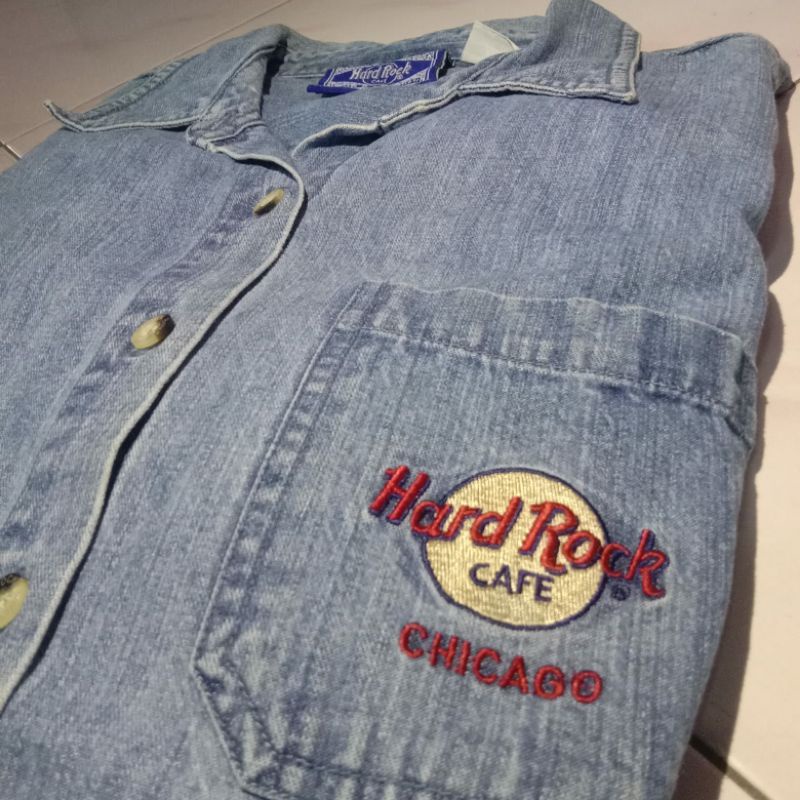 Kemeja denim Hard Rock Cafe vintage