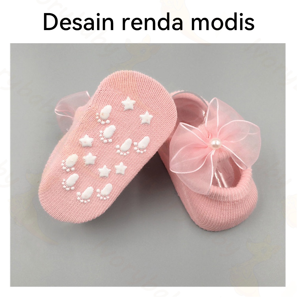 Ivorybaby 3in1 Kaos kaki bando bayi perempuan pita Kaus kaki bayi bandana bayi cewek lucu 0-1 thn