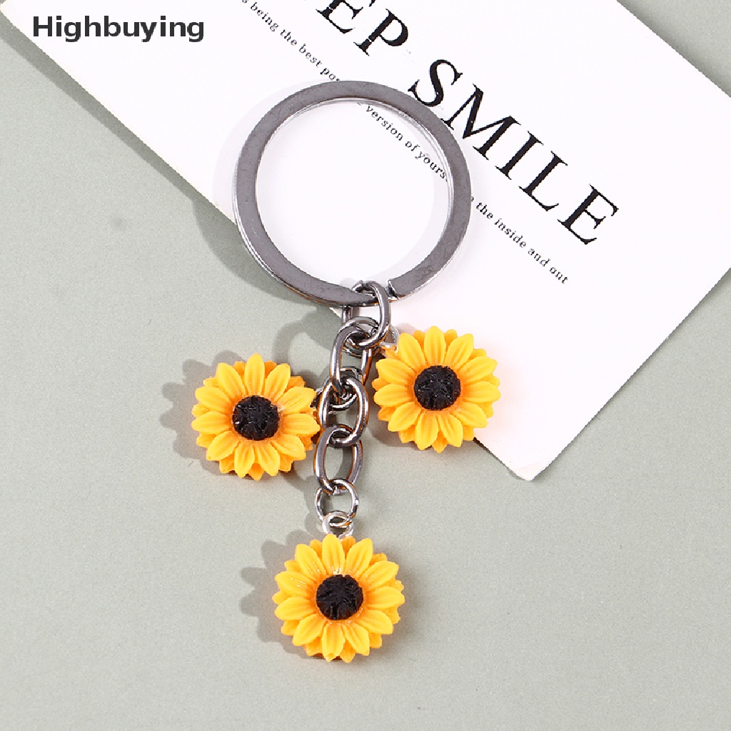 Hbid Lucu Resin Bunga Daisy Gantungan Kunci Sun Flowers Keying Bag Pendant Hadiah Sahabat Glory