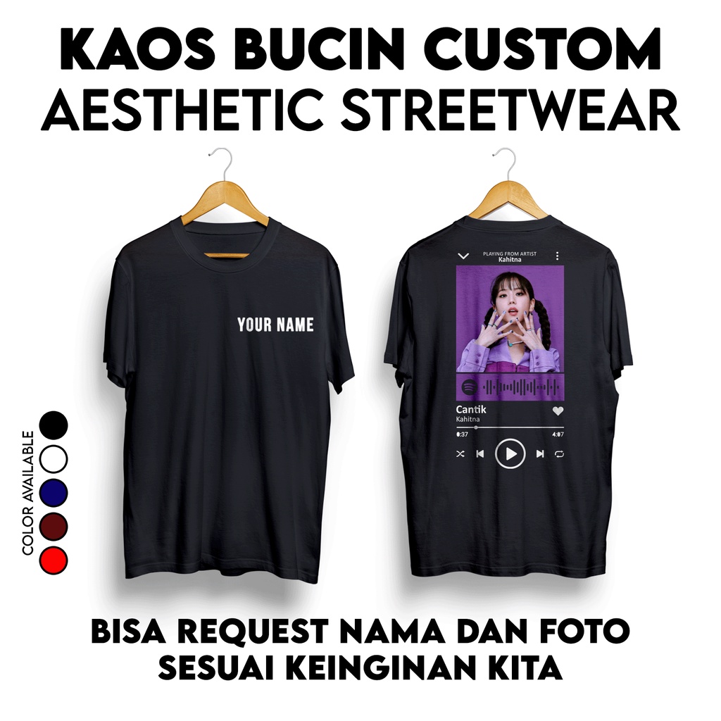 Kaos CUSTOM FOTO STREETWEAR SCAN BARCODE SPOTIFY LAGU FAVORIT DAN FOTO PACAR KALIAN TSHIRT 003