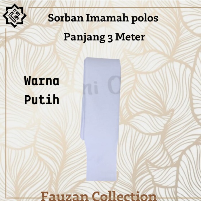 Sorban Imamah Polos Panjang 3 Meter Sorban Imamah - Putih (U2W4) Polos Persegi Syari Sorban Hitam Pu