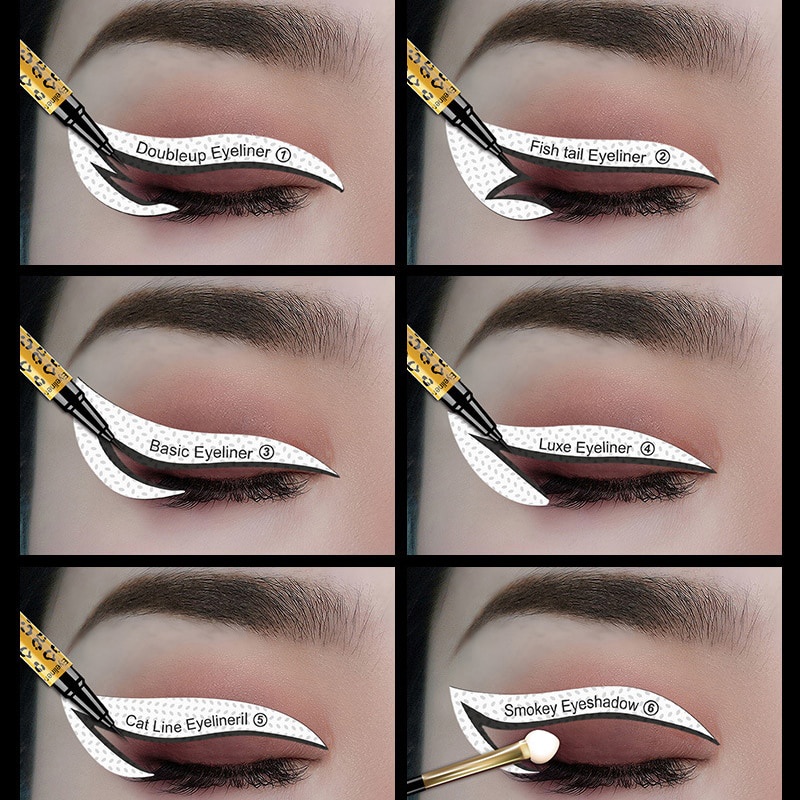 12 Sticker/set Cetakan eyeliner alat bantu membuat eyeliner