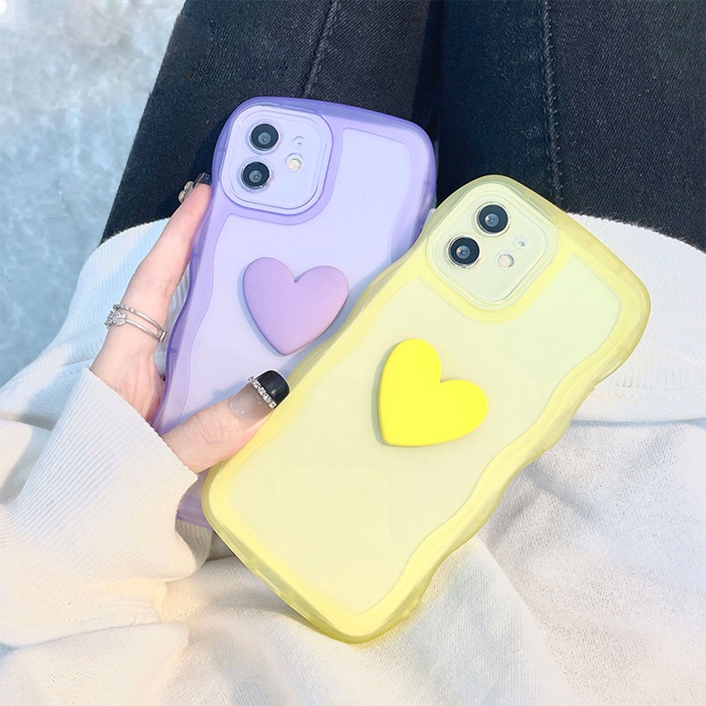 soft Case Silikon Transparan Motif Hati Untuk iPhone 11 12 13 14 Pro Max XS Max XR 7 8 Plus