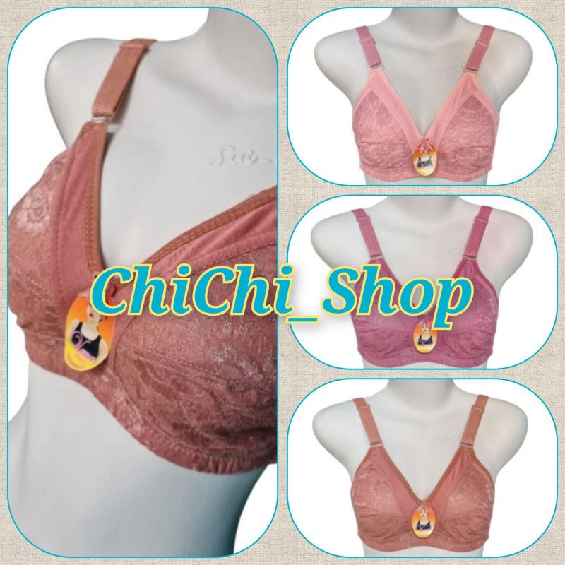 isi 3Pcs Sport Bra Cup Besar / BH Brukat Tanpa Kawat&Tanpa Busa / Pengait 2 no. 36/38/40/42