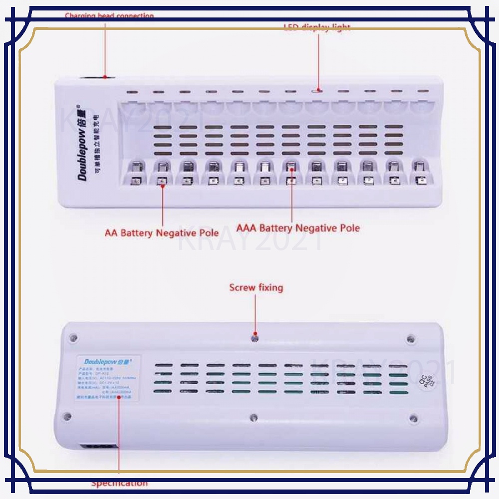 Charger Baterai 12 Slot Rapid Charger AA/AAA Ni-Mh Ni-Cd - DP-K12