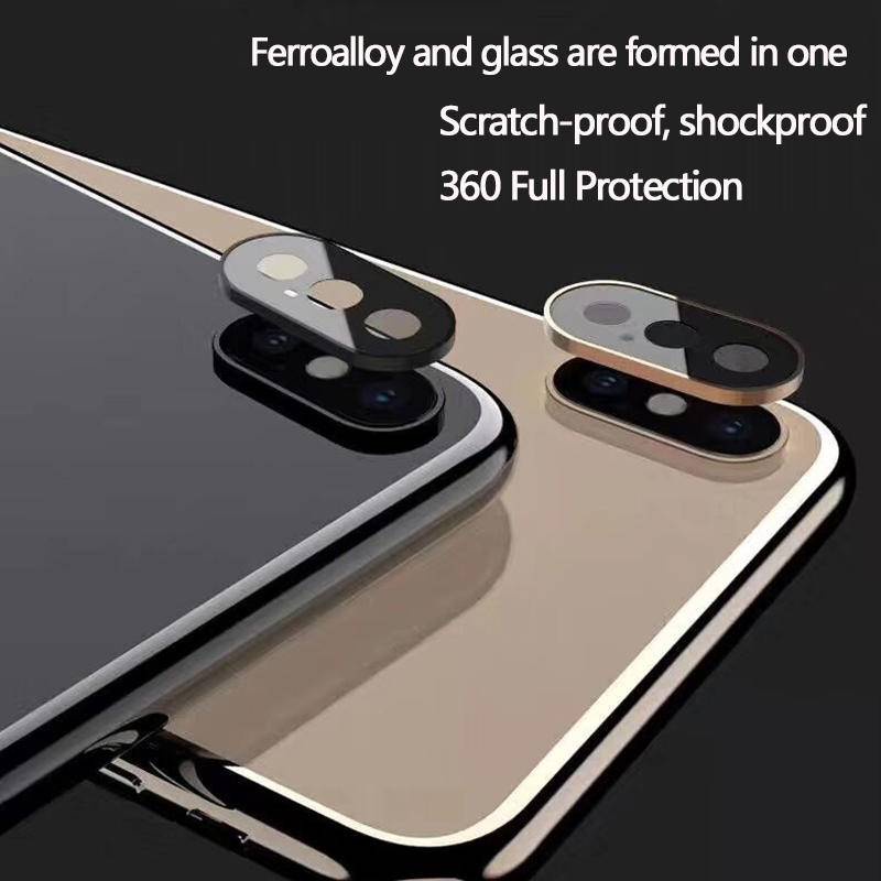 Penutup Pelindung Lensa Kamera Terintegrasi Bahan Metal Dan Kaca Untuk iPhone X XS MAX XR 360ring Perlindungan Penuh Untuk iPhone XS MAX Camera Film