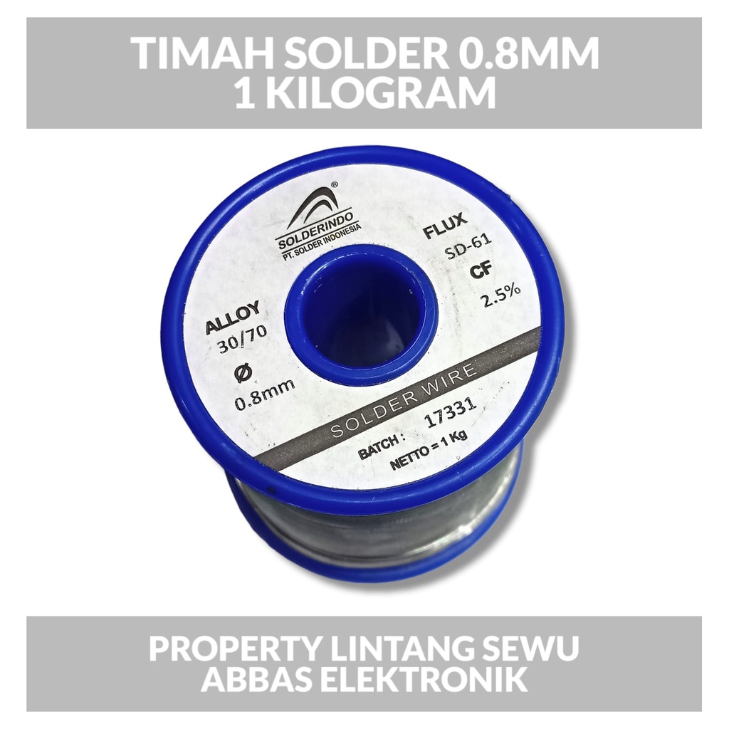 TIMAH SOLDER SOLDERINDO DIAMETER 0.8 MM 1 KG 30/70 SOLDER WIRE