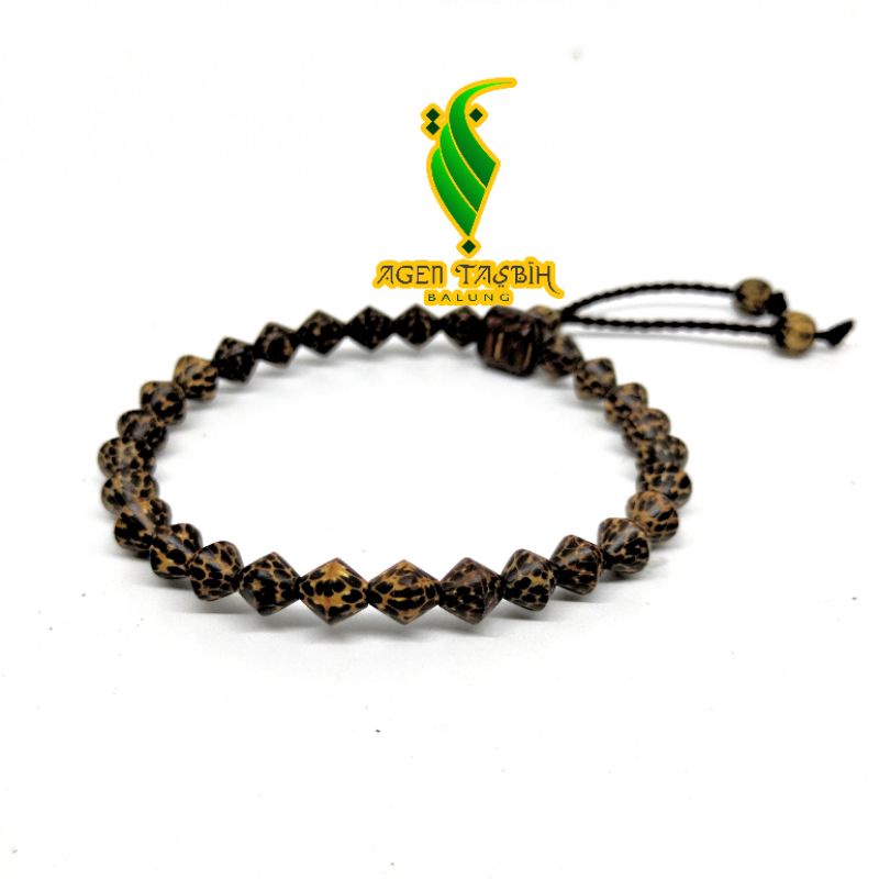 Gelang Kayu Liwung Macan Motif wajik size 6-8mm